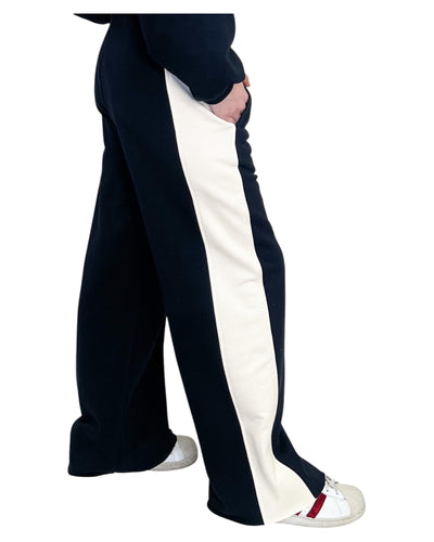 SV Boutique - Pantaloni Felpa Bicolor Blue e Latte