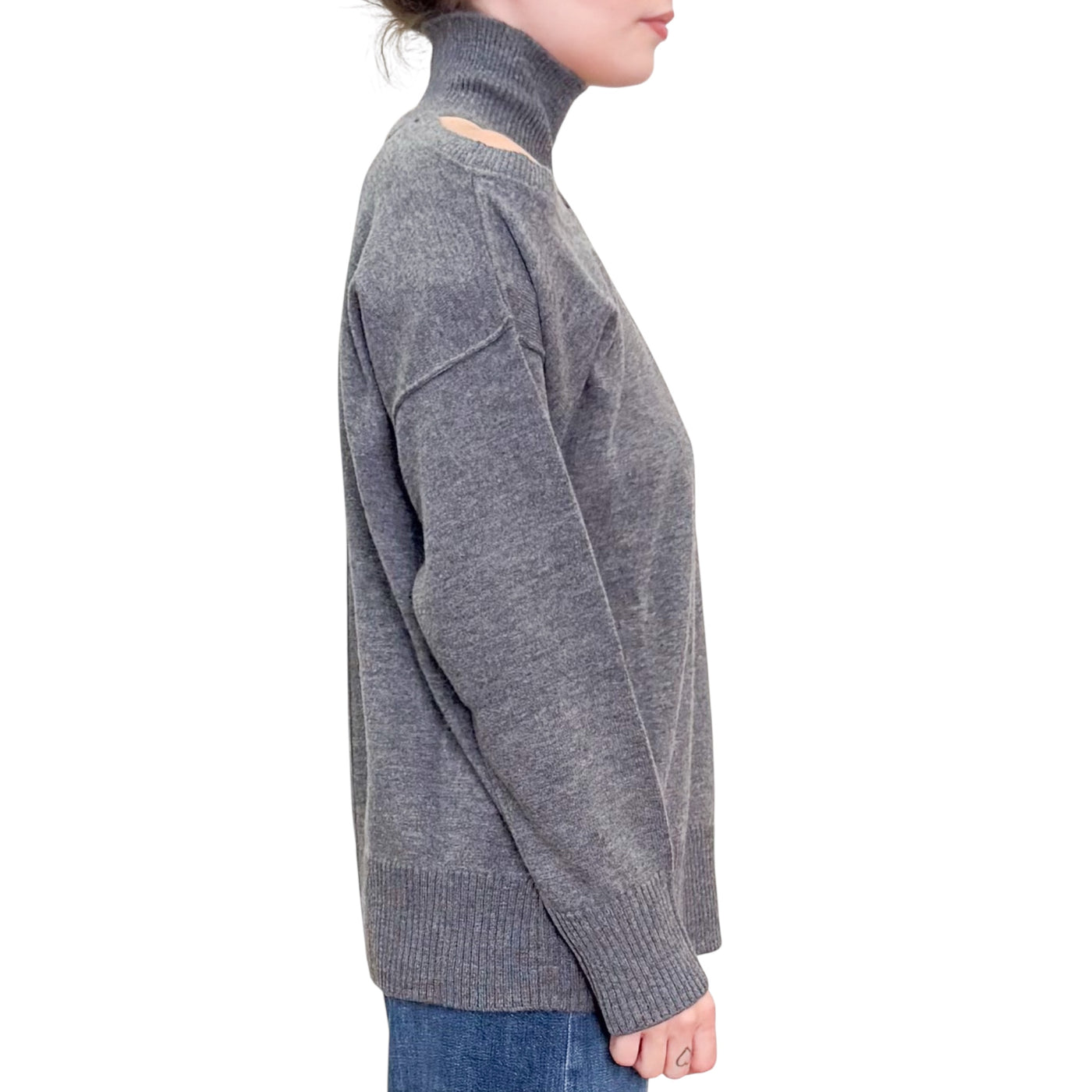 Alpha Studio - Maglia collo Alto con Apertura Antracite