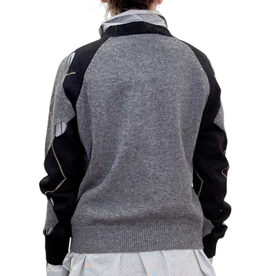 Jucca - Maglia Girocollo Con Rombi e Aperture Antracite