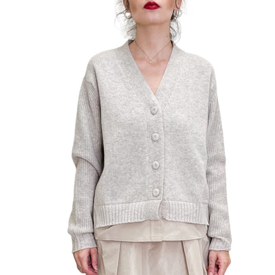 Floor - Cardigan con Inserto in Taffetas Sesamo