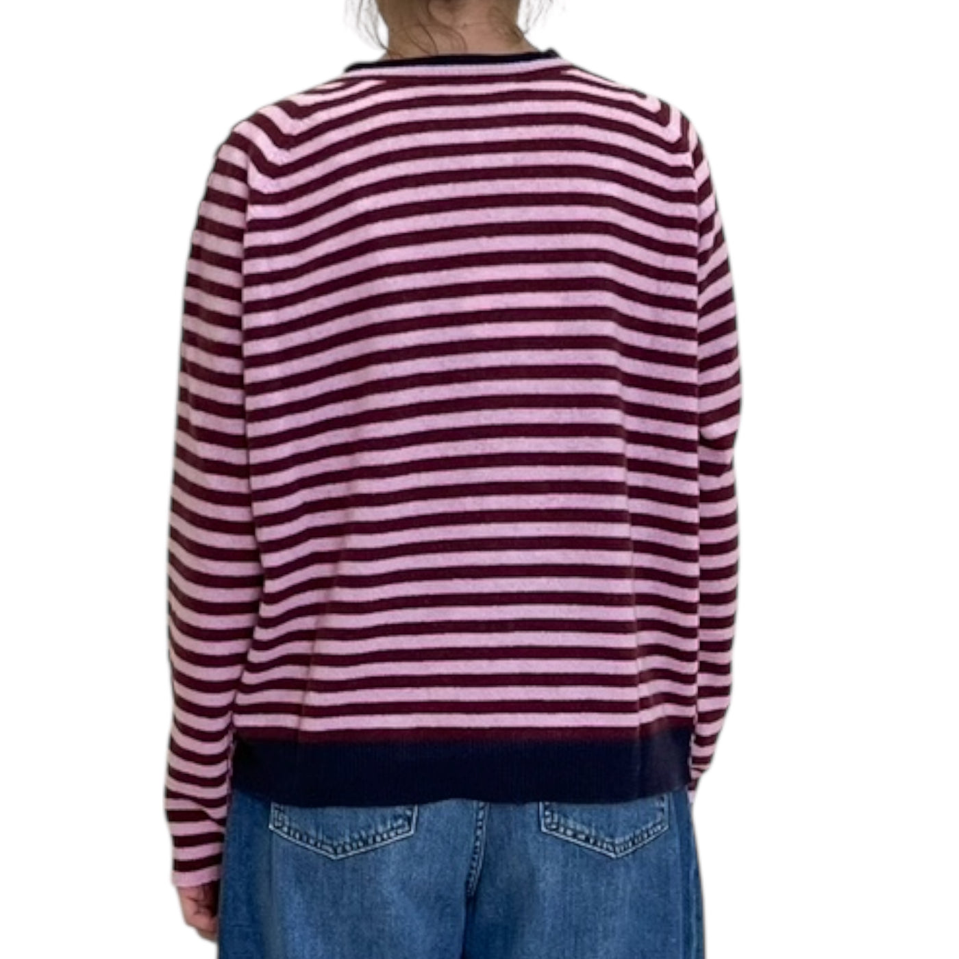 Floor - Maglia Girocollo a Righe Barolo e Quarzo