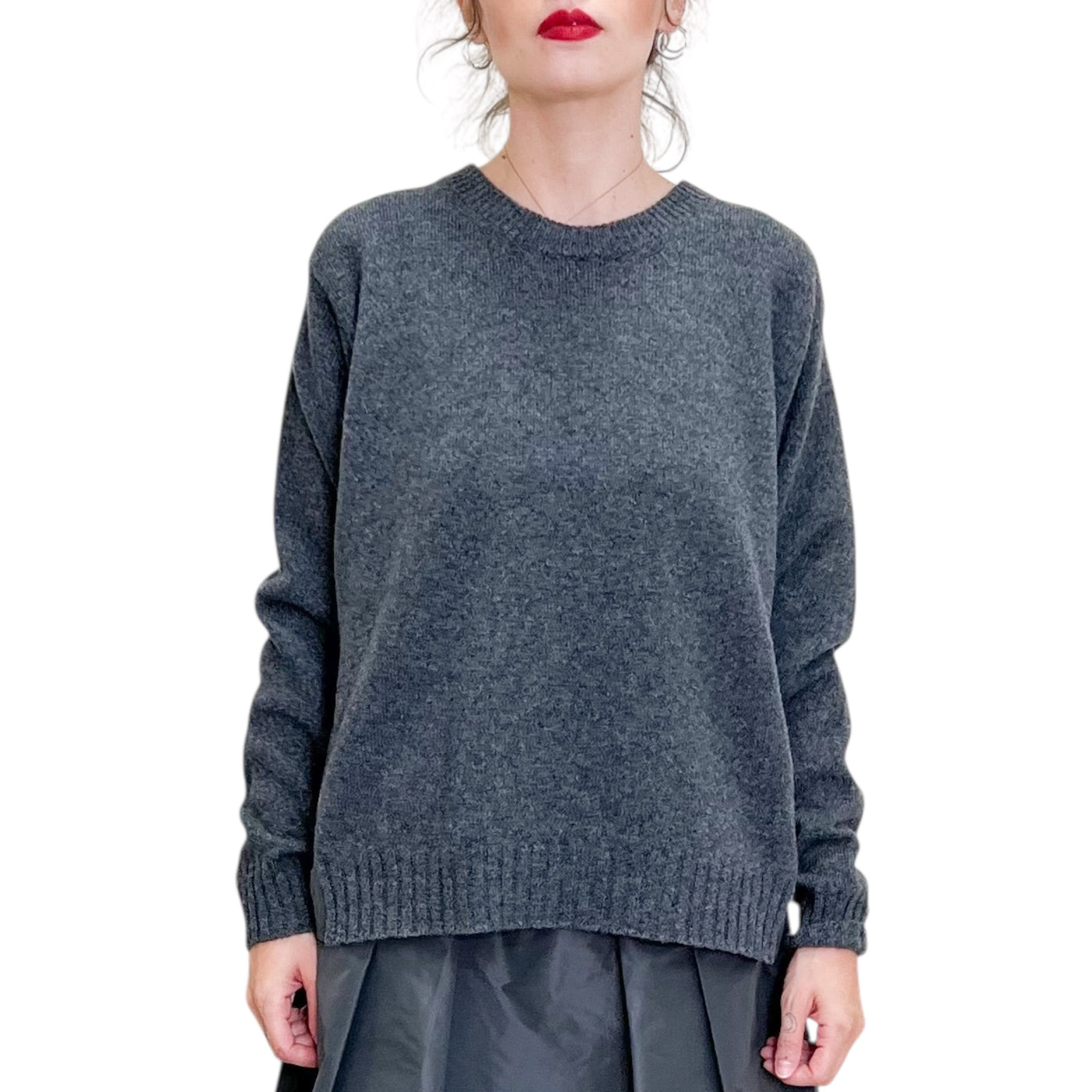 Floor - Maglia con Inserto in Taffetas Grigio Acciaio