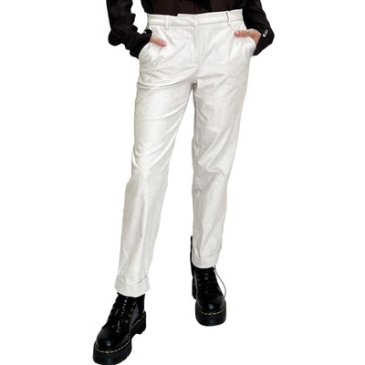 Good Match - Pantaloni Stretti in Velluto di Cotone White
