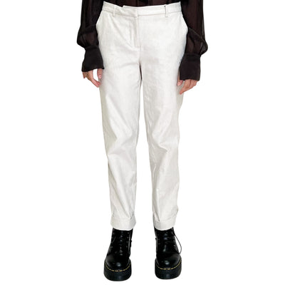 Good Match - Pantaloni Stretti in Velluto di Cotone White