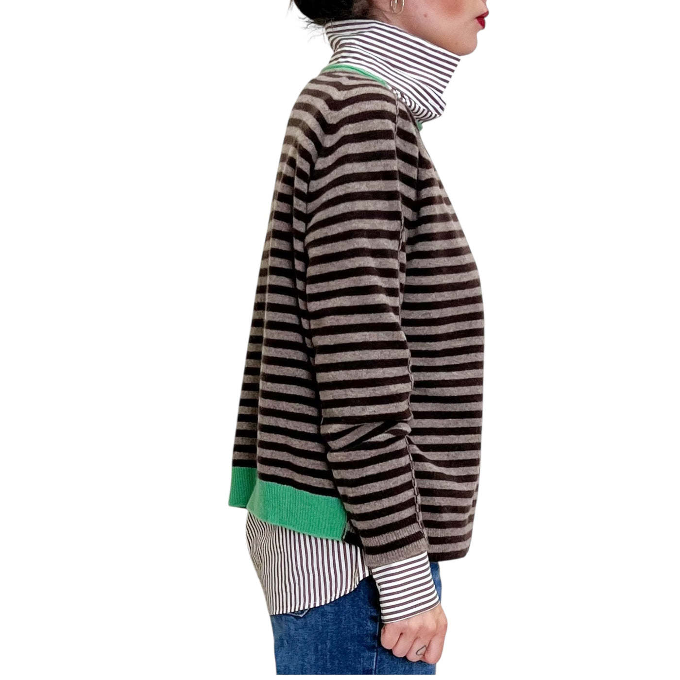 Floor - Maglia Girocollo a Righe Wenghe e Segale