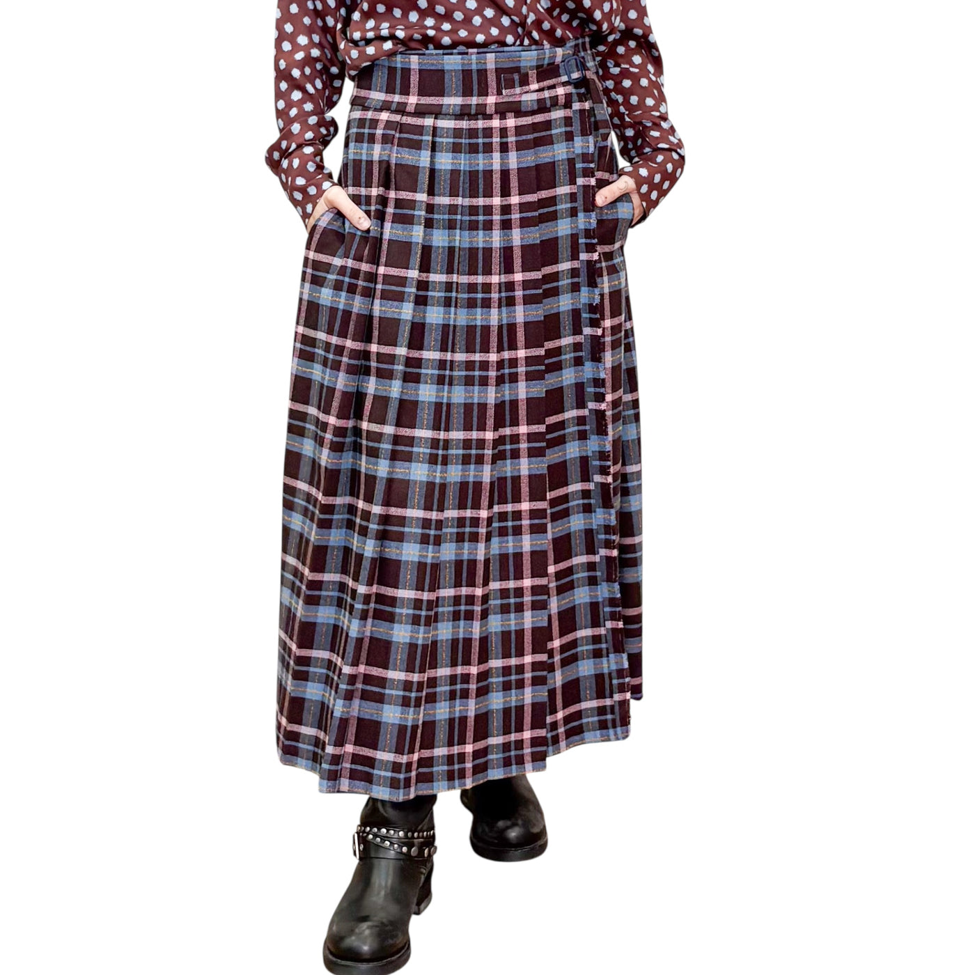 Niu - Gonna Kilt Midi Check Camelia