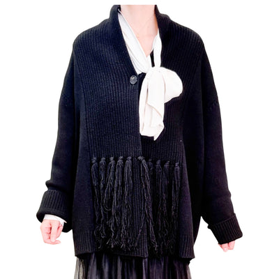 Jucca - Cardigan Con Frange Nero