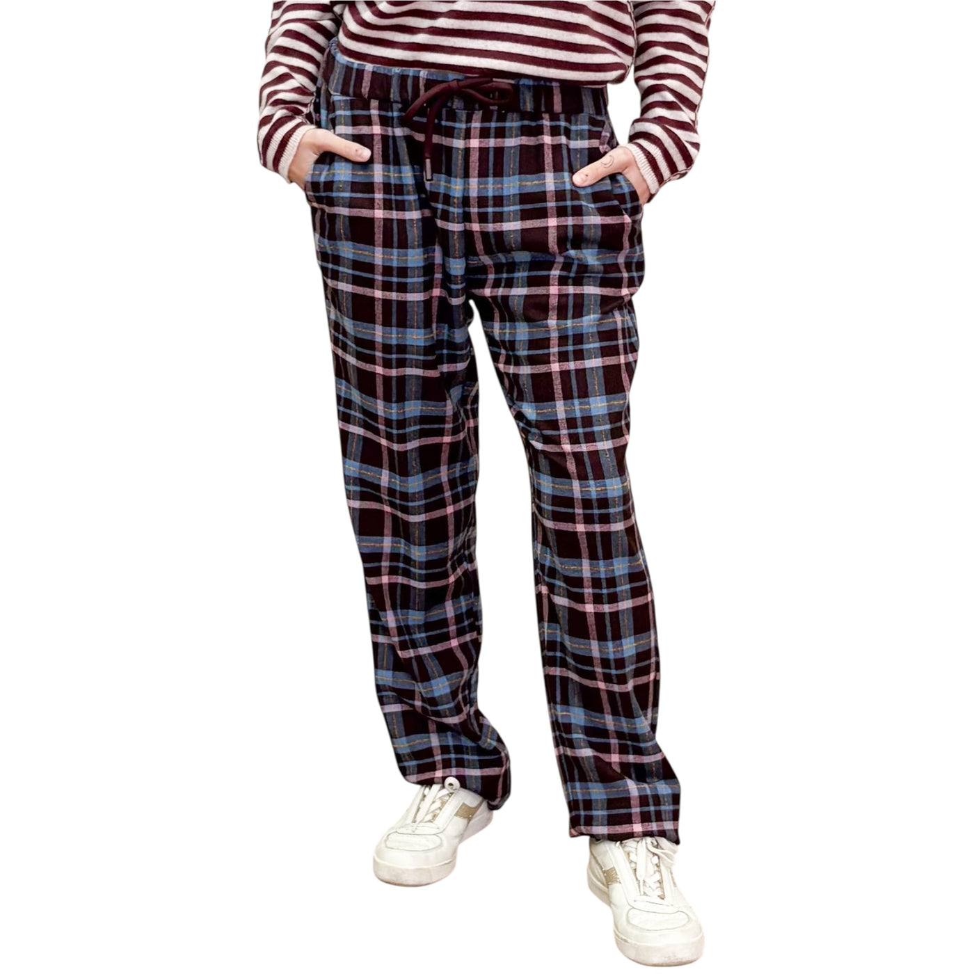 Niu - Pantaloni Easy Check Camelia