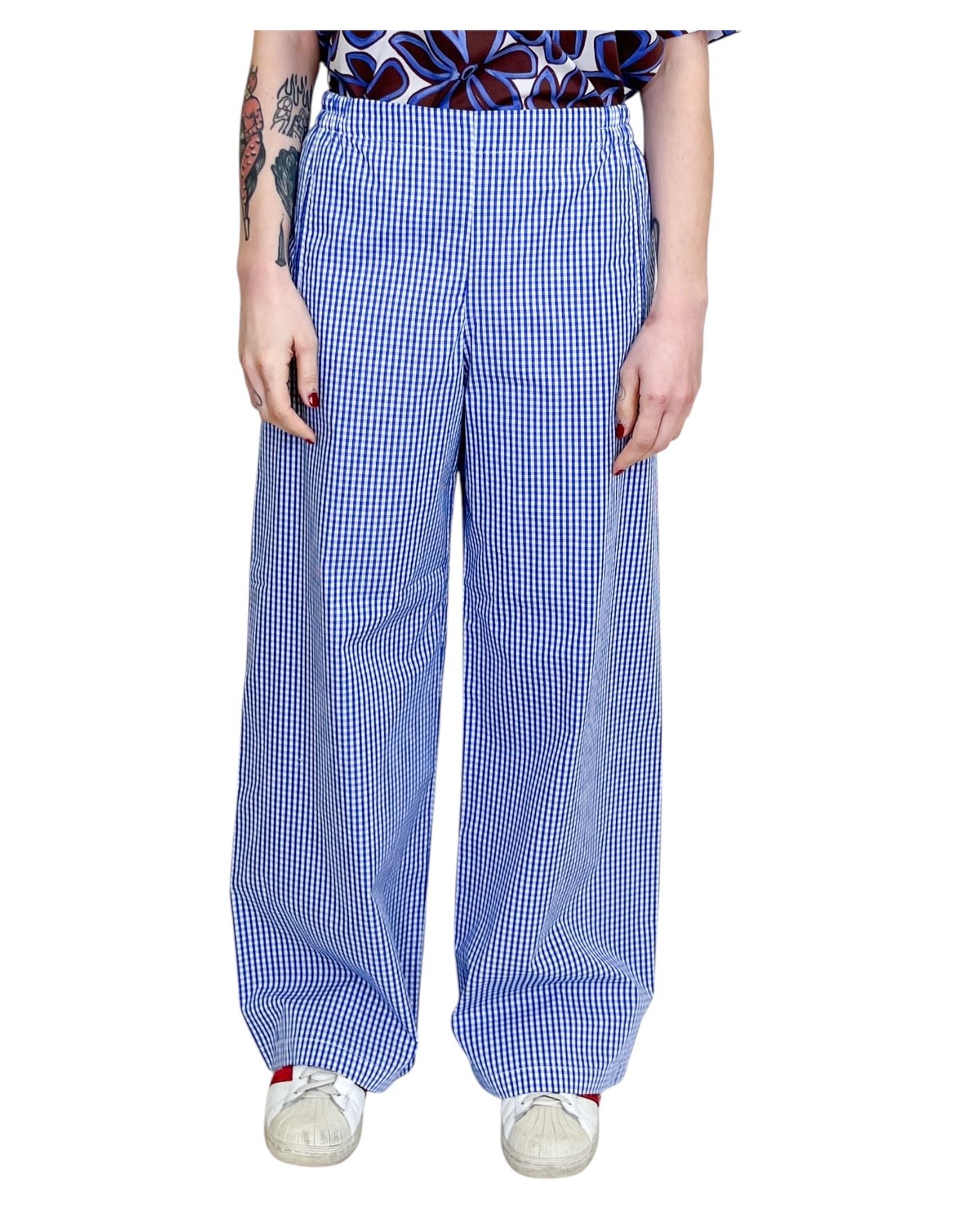 Niu - Pantaloni Check Bianchi Azzurri