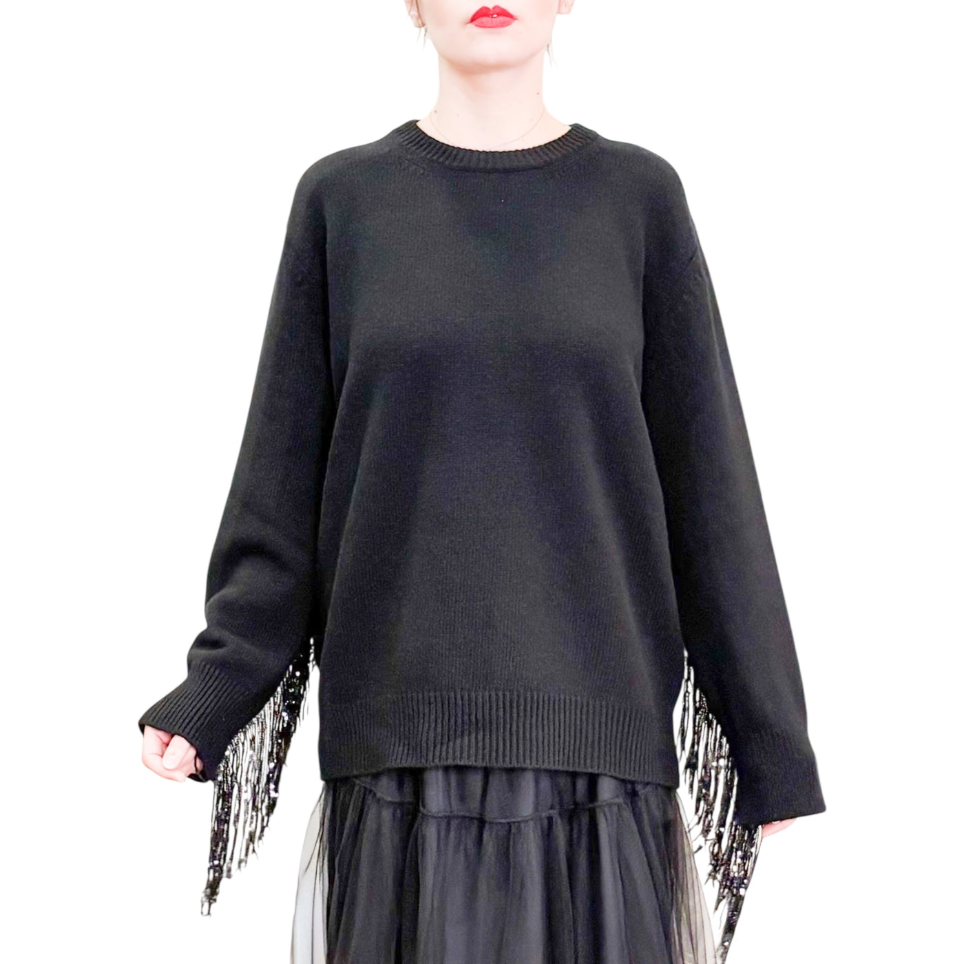 Jucca - Maglia Lunga con Frange in Paillettes