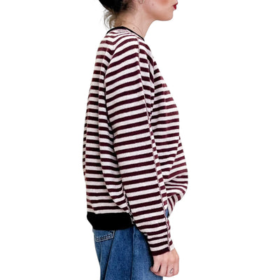 Floor - Maglia Girocollo a Righe Sesamo e Barolo