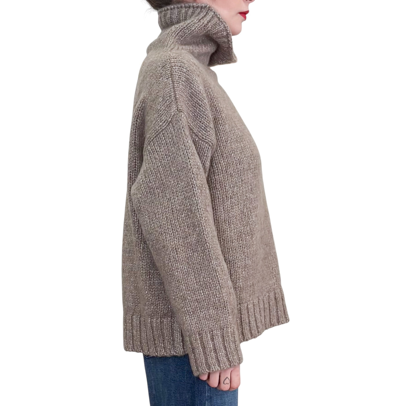 Alpha Studio - Maglia Soft Collo in Piedi Greige