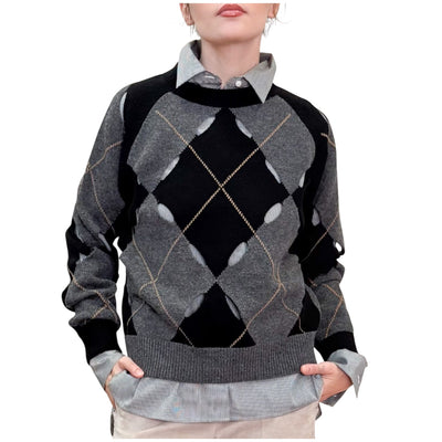 Jucca - Maglia Girocollo Con Rombi e Aperture Antracite