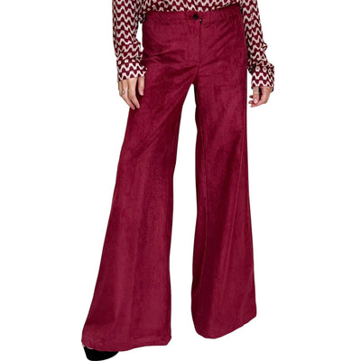 Good Match - Pantaloni Palazzo Velluto Millerighe Cherry