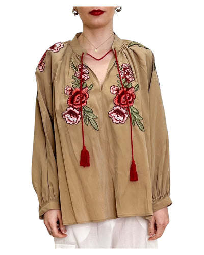 SV Boutique - Camicia con Applicazioni Nocciola