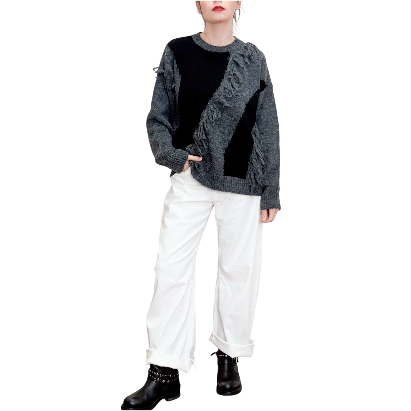 Jucca - Maglia Bicolor con Frange