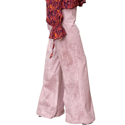 Good Match - Pantaloni Palazzo Velluto Millerighe Light Pink