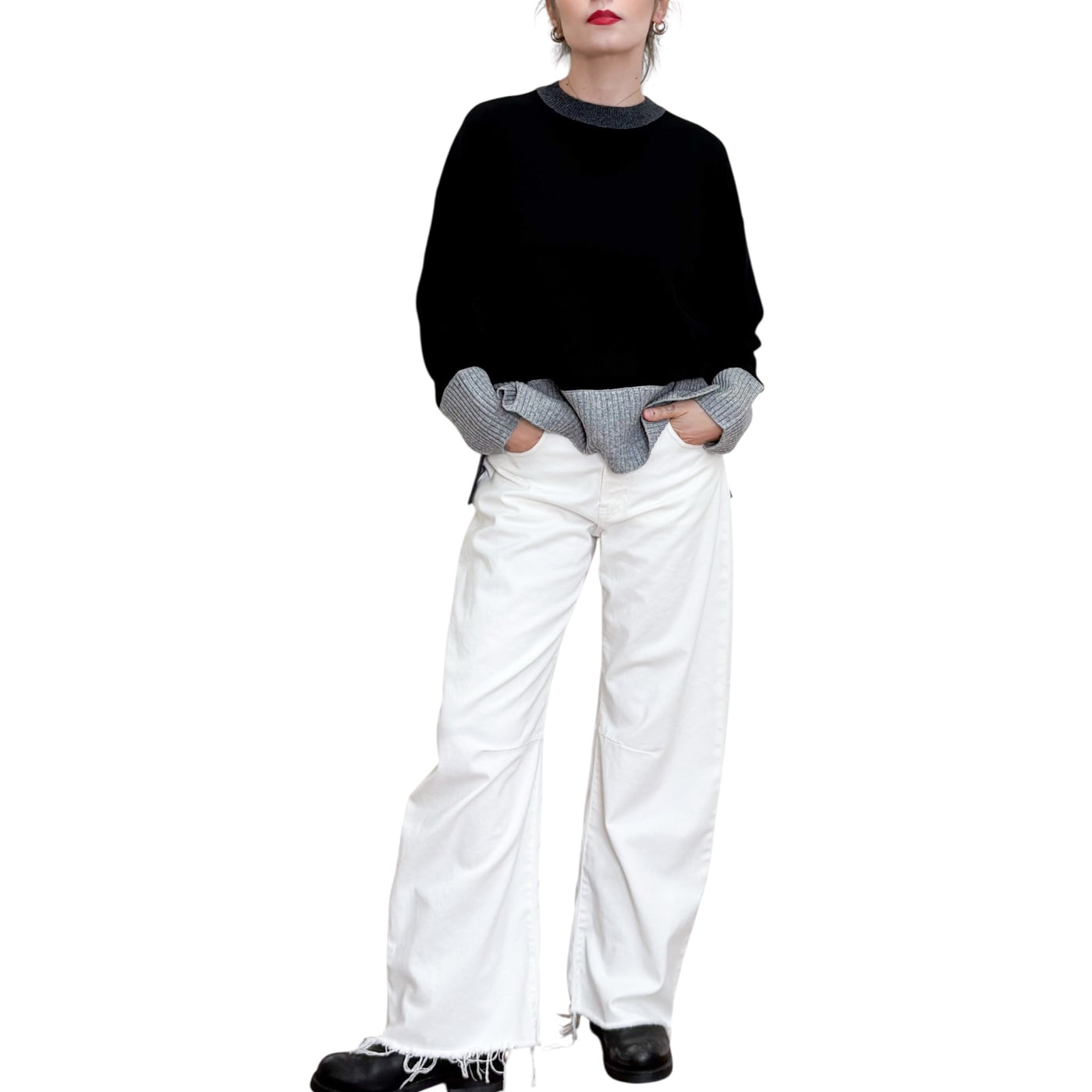 Quilisia - Maglia Girocollo con Spacchi Antracite