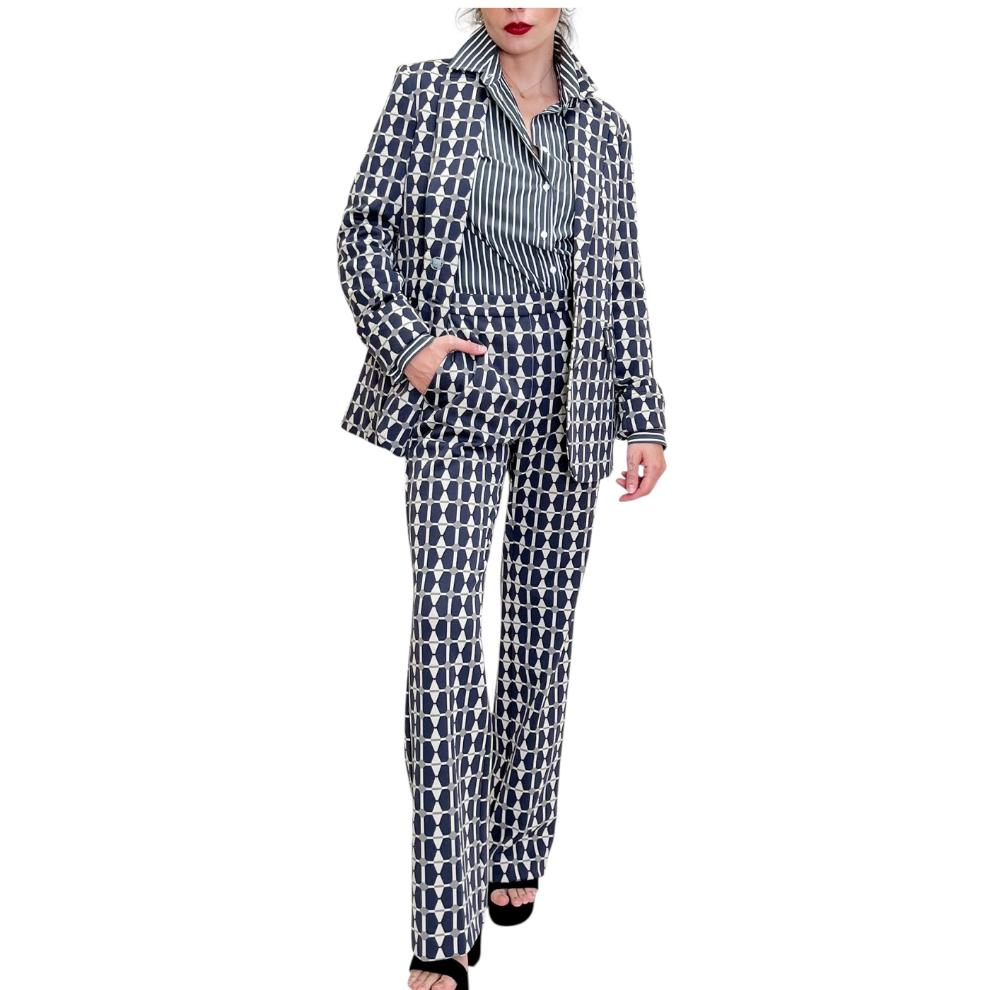 Maliparmi - Pantaloni Zampetta Geometric Print Grigio