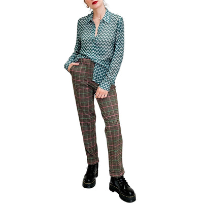 Good Match - Camicia Regular Onde Verdi e bianche