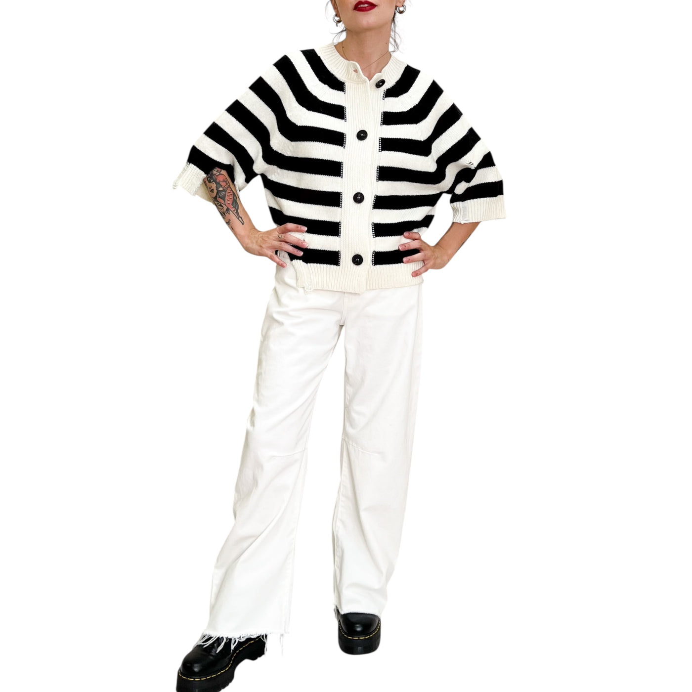 Phisique du Role - Cardigan Marinier Latte e Nero