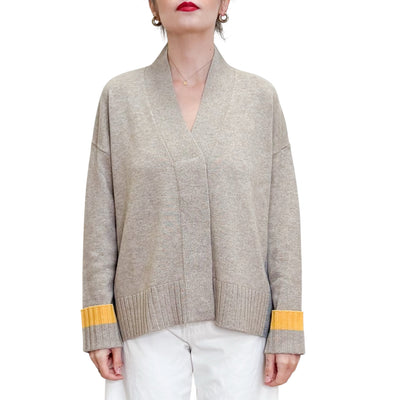 Quilisia - Cardigan Con Spacchi beige e Grigio