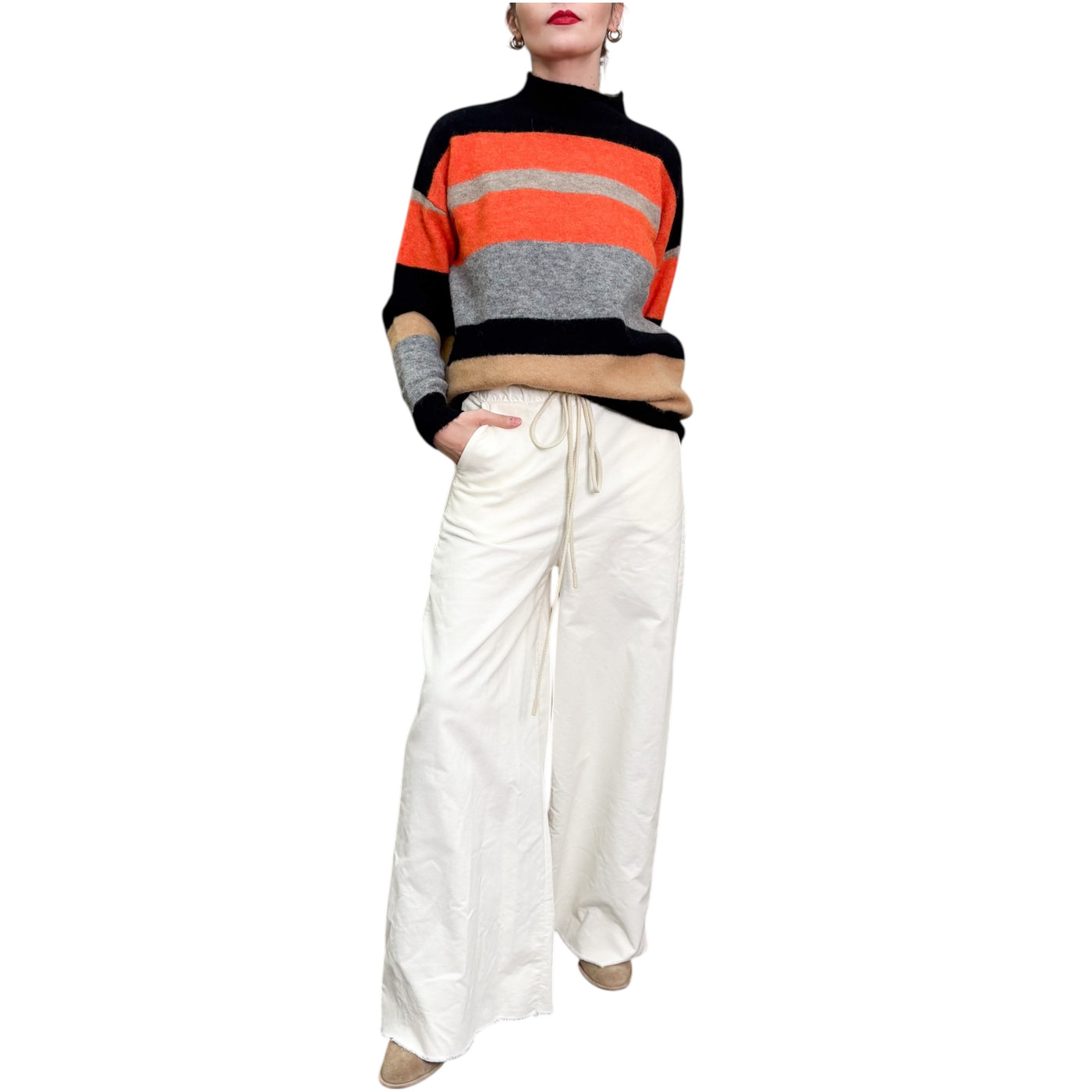 SVBoutique - Pantaloni Palazzo Velluto Milk