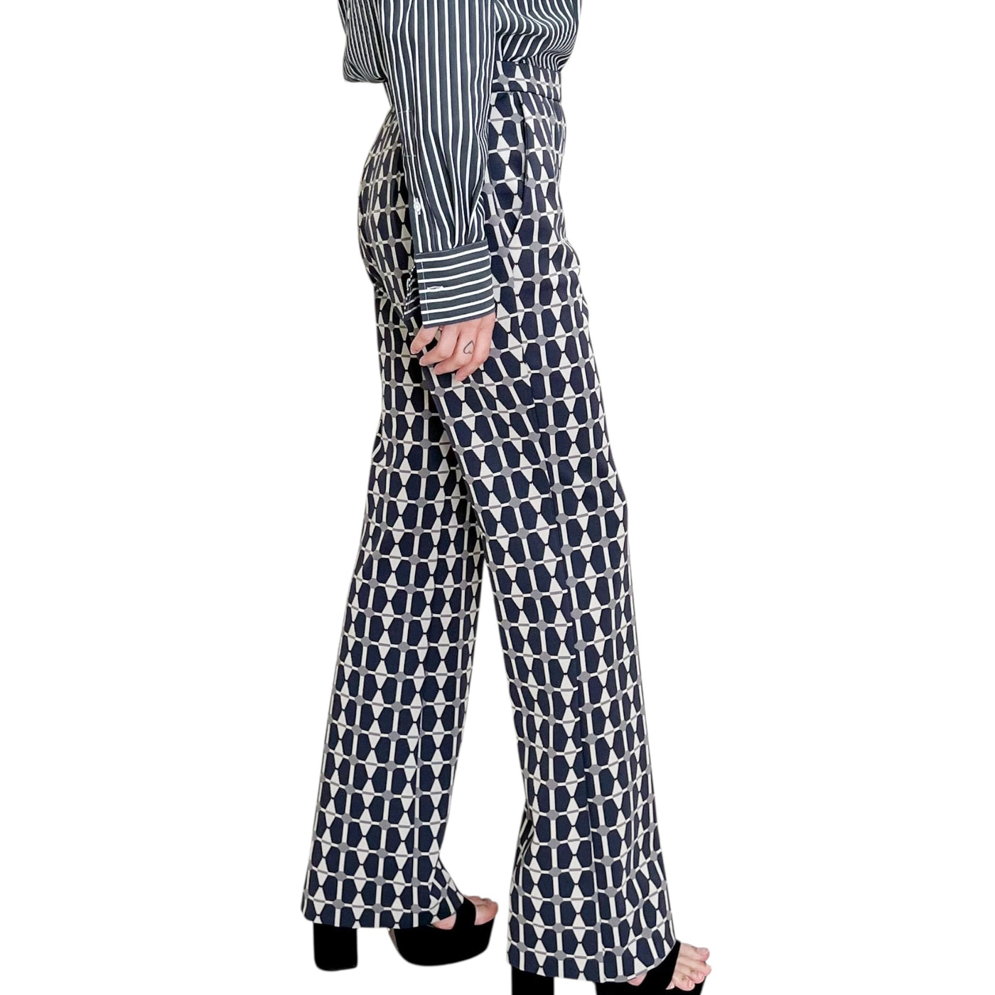 Maliparmi - Pantaloni Zampetta Geometric Print Grigio