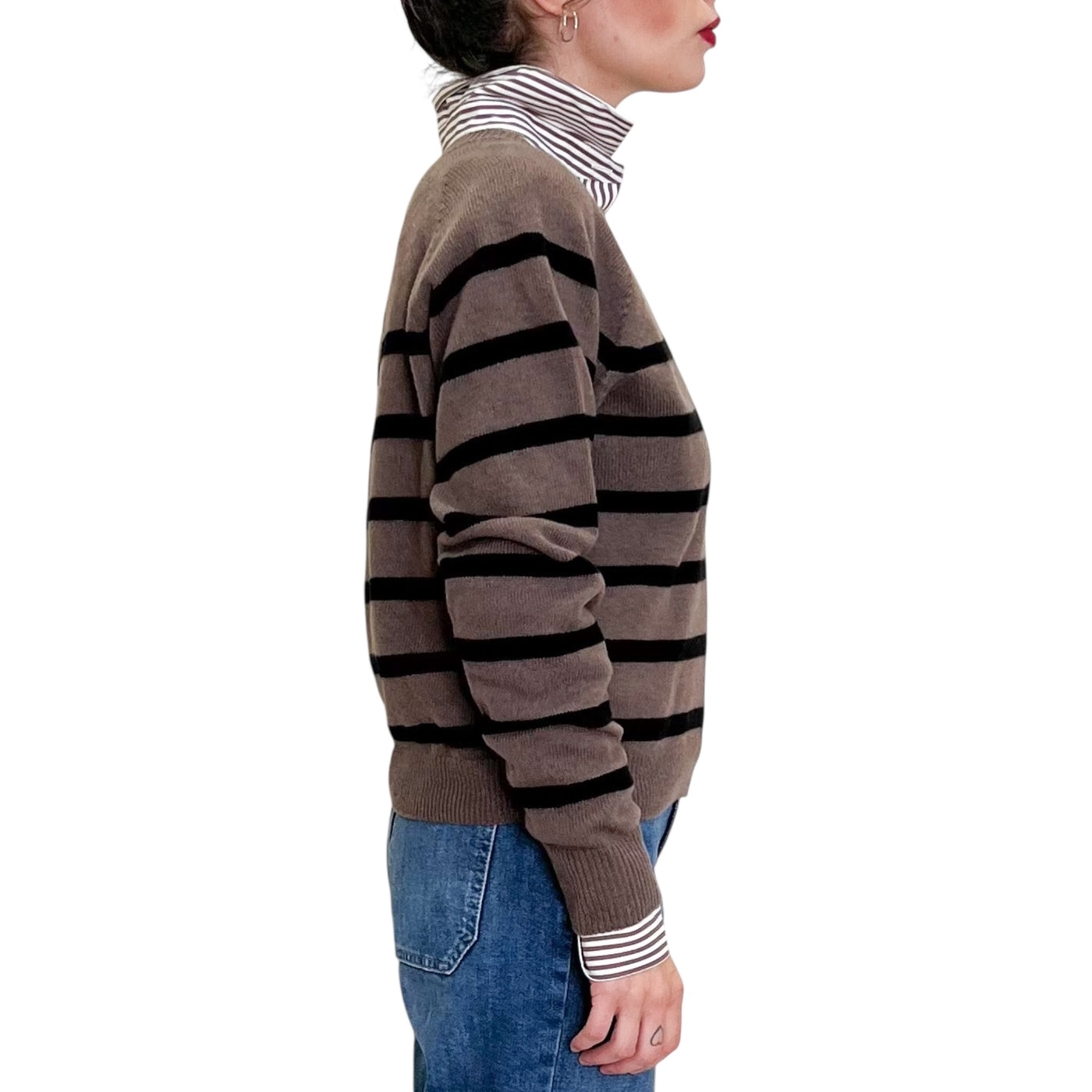 Jucca - Maglia Girocollo a Righe Noisette