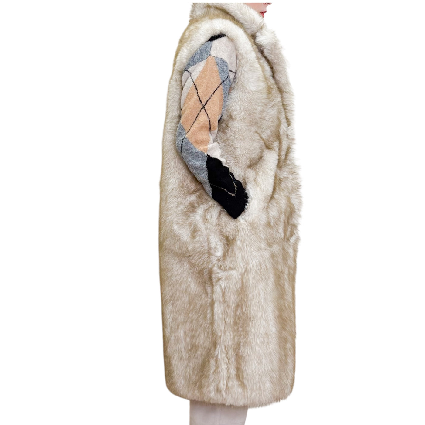 SVBoutique - Gilet Lungo Ecopelliccia Cream