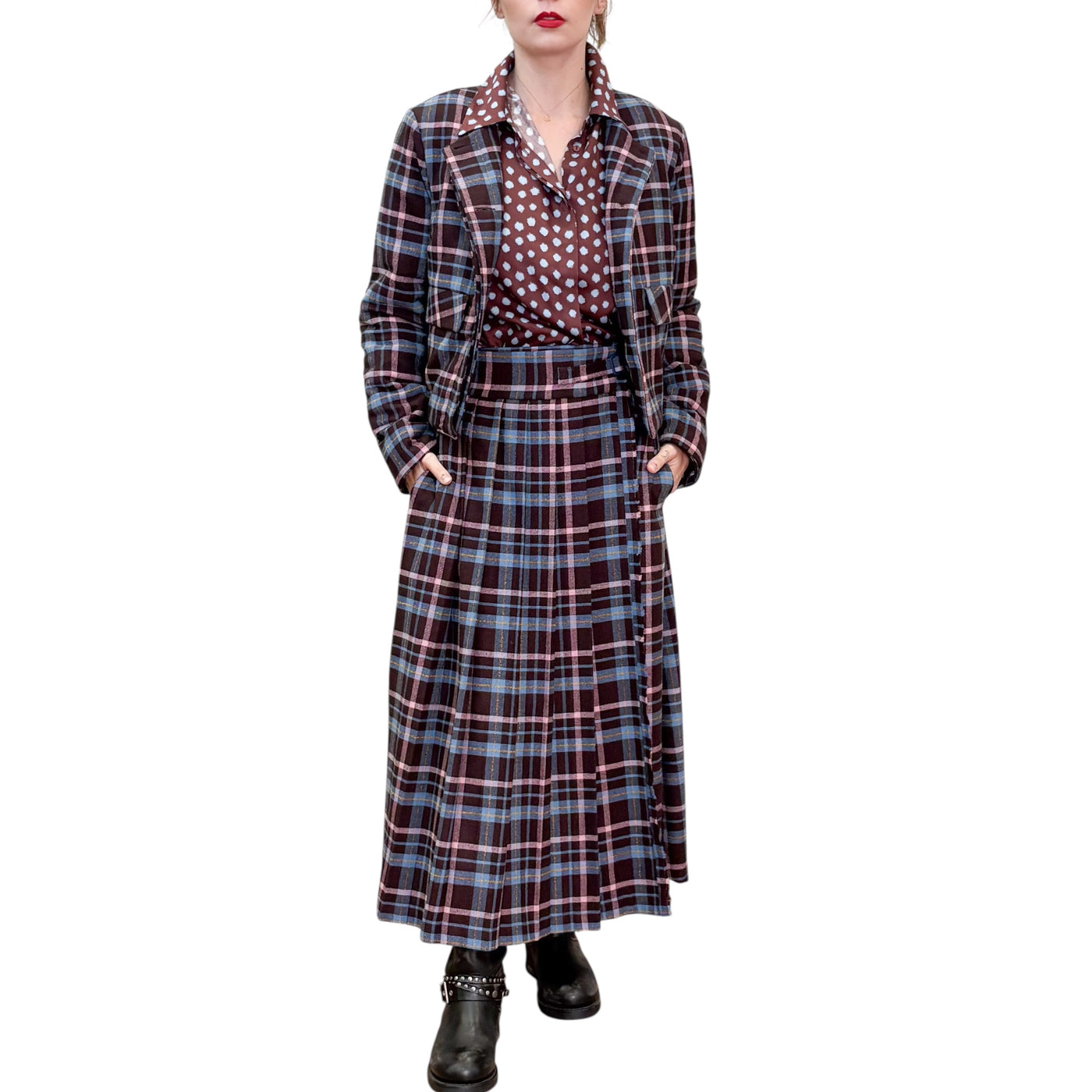 Niu - Gonna Kilt Midi Check Camelia