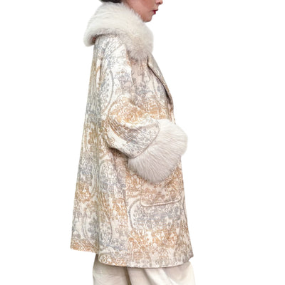 BYE - Cappotto Damascato Collo Pelliccia