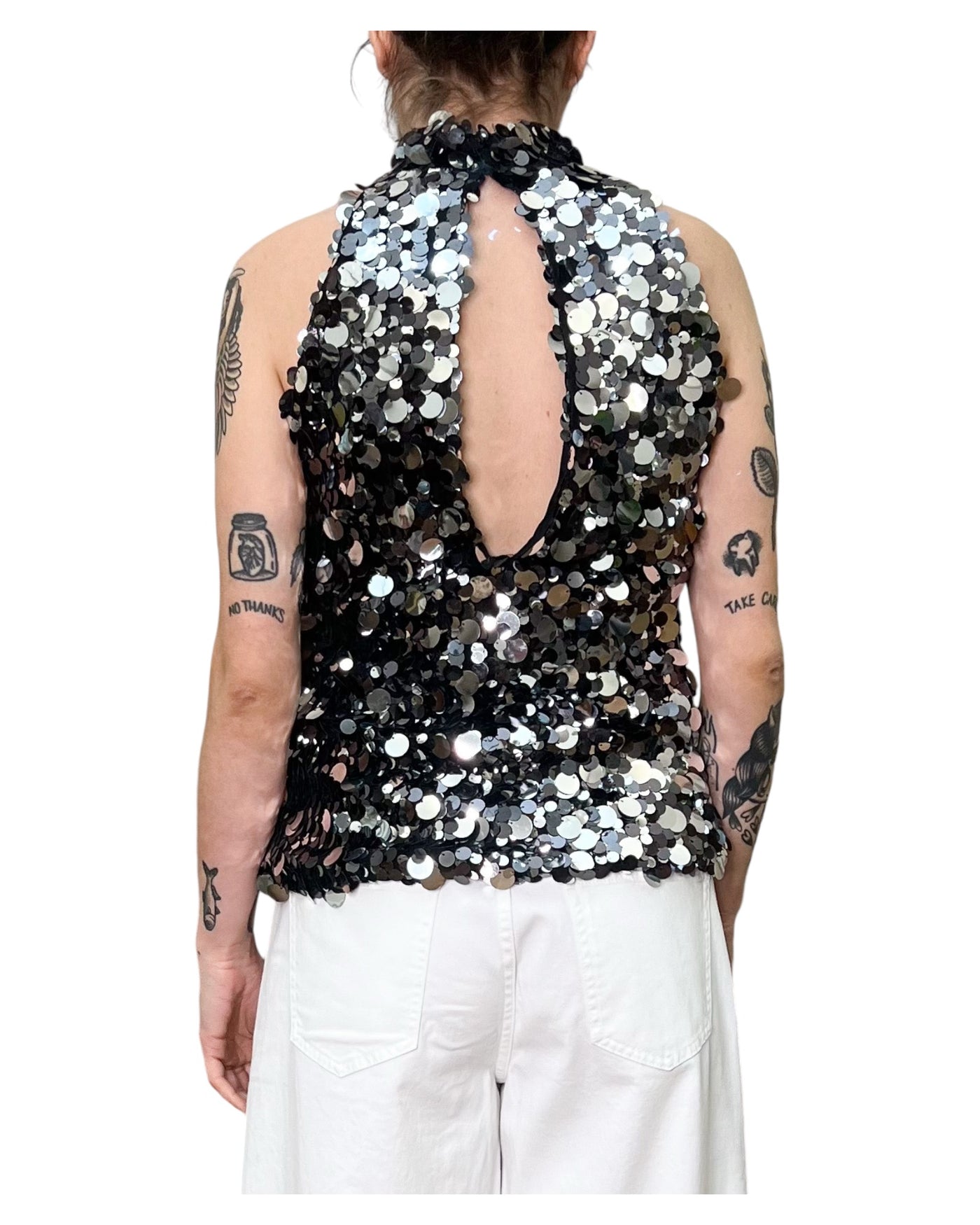 Jucca - Top in Maxi Paillettes Antracite