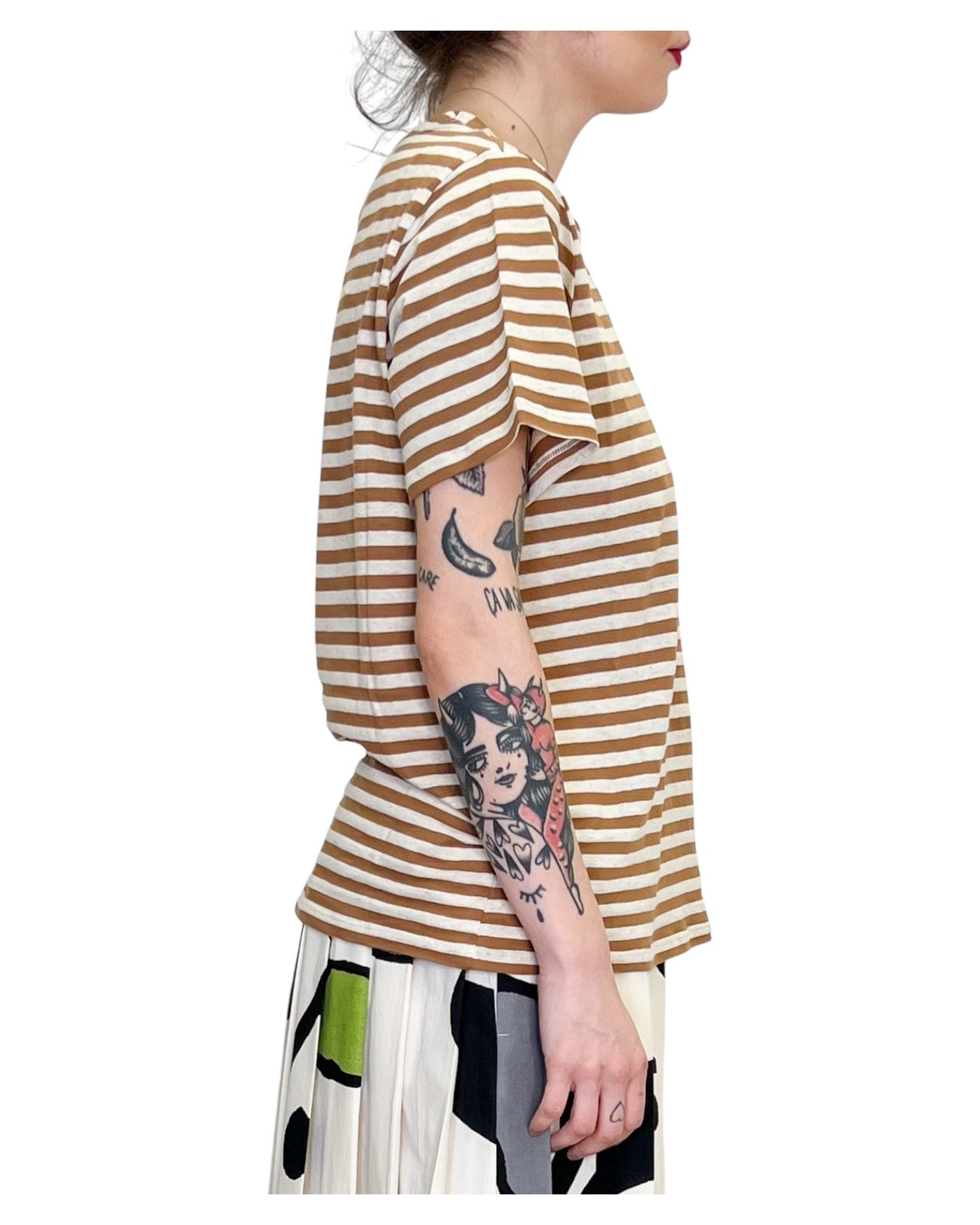 Phisique du Role - T-Shirt Mezza Manica Righe Caramel