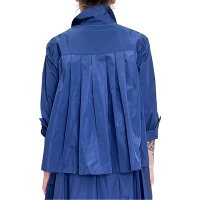 Niu - Camicia con Pieghe in Taffetas Indaco