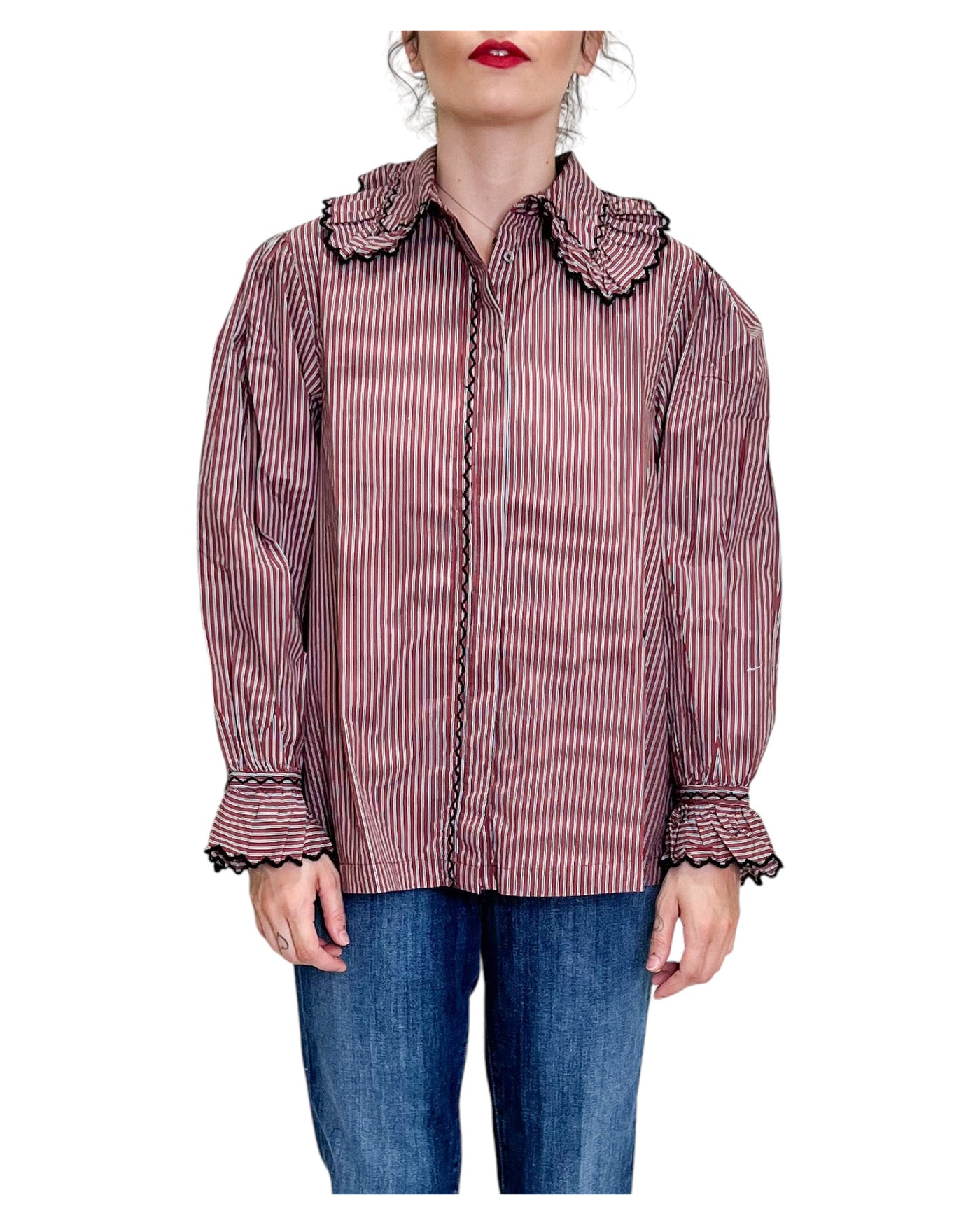 SV Boutique - Camicia Claudie Righe Bordeaux e Blue