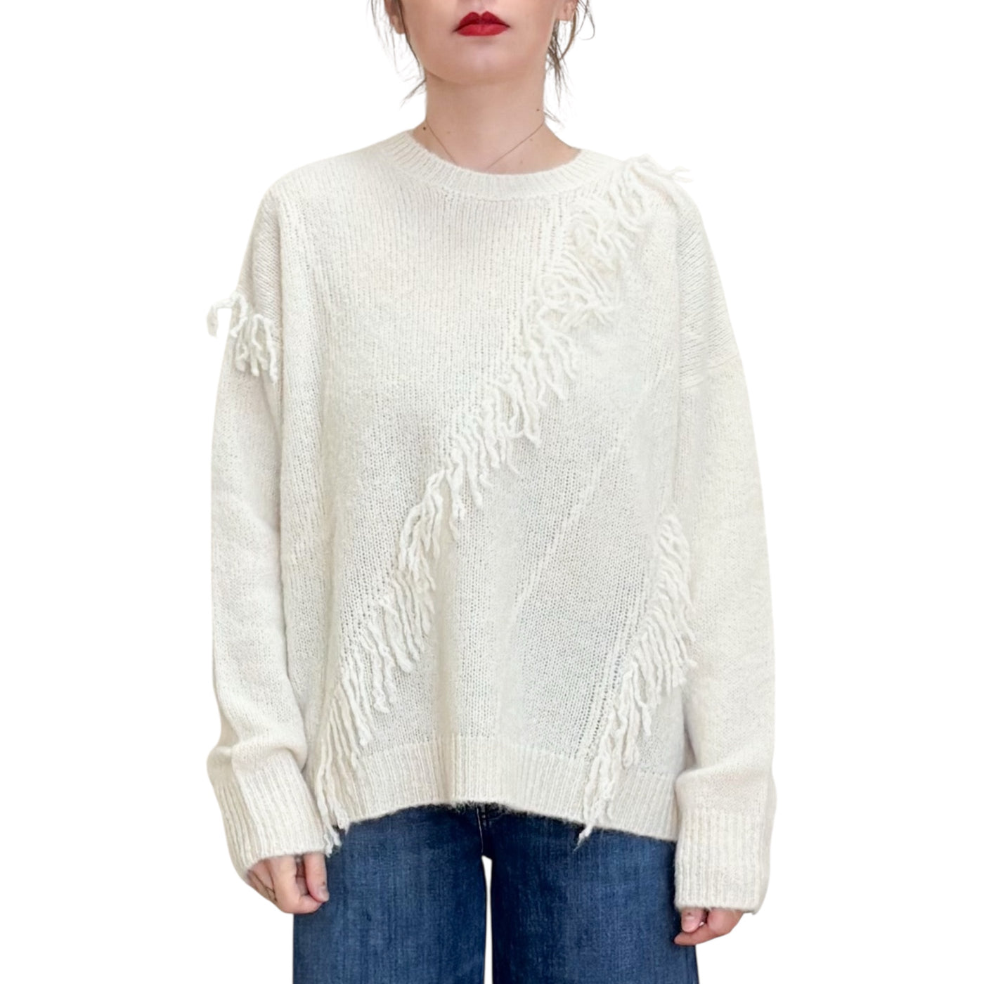 Jucca - Maglia Girocollo con Frange Panna