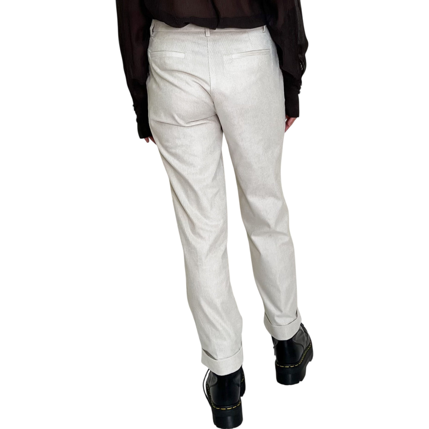Good Match - Pantaloni Stretti in Velluto di Cotone White