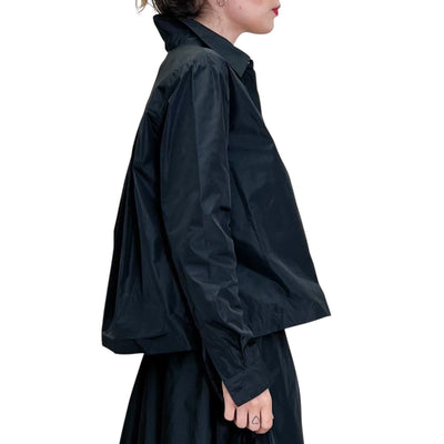 Niu - Camicia in Taffetas con Pieghe Nera