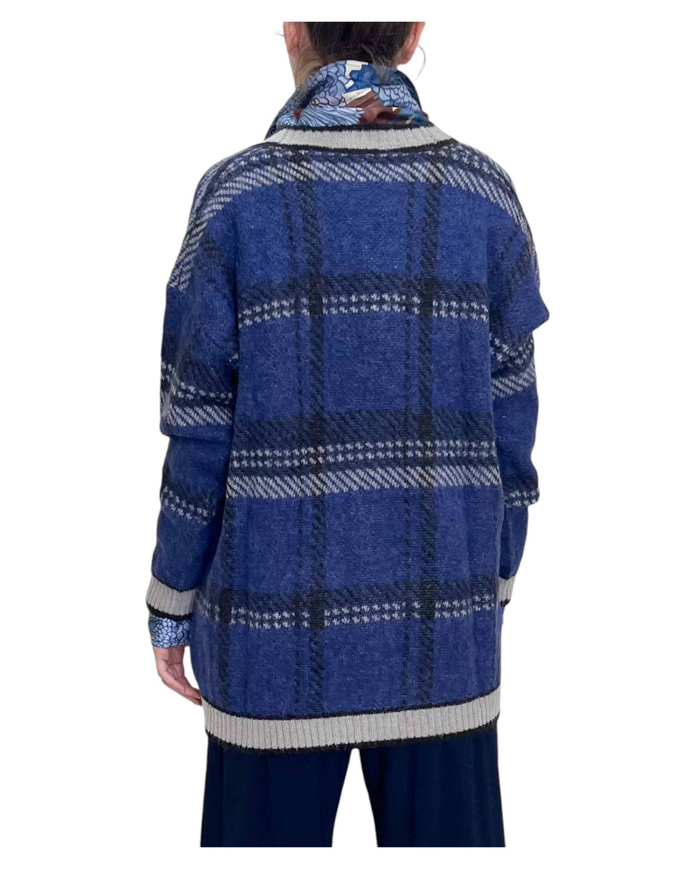 Maliparmi - Maglia Cardigan Brushed Check Blue