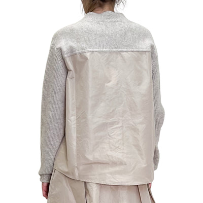 Floor - Cardigan con Inserto in Taffetas Sesamo