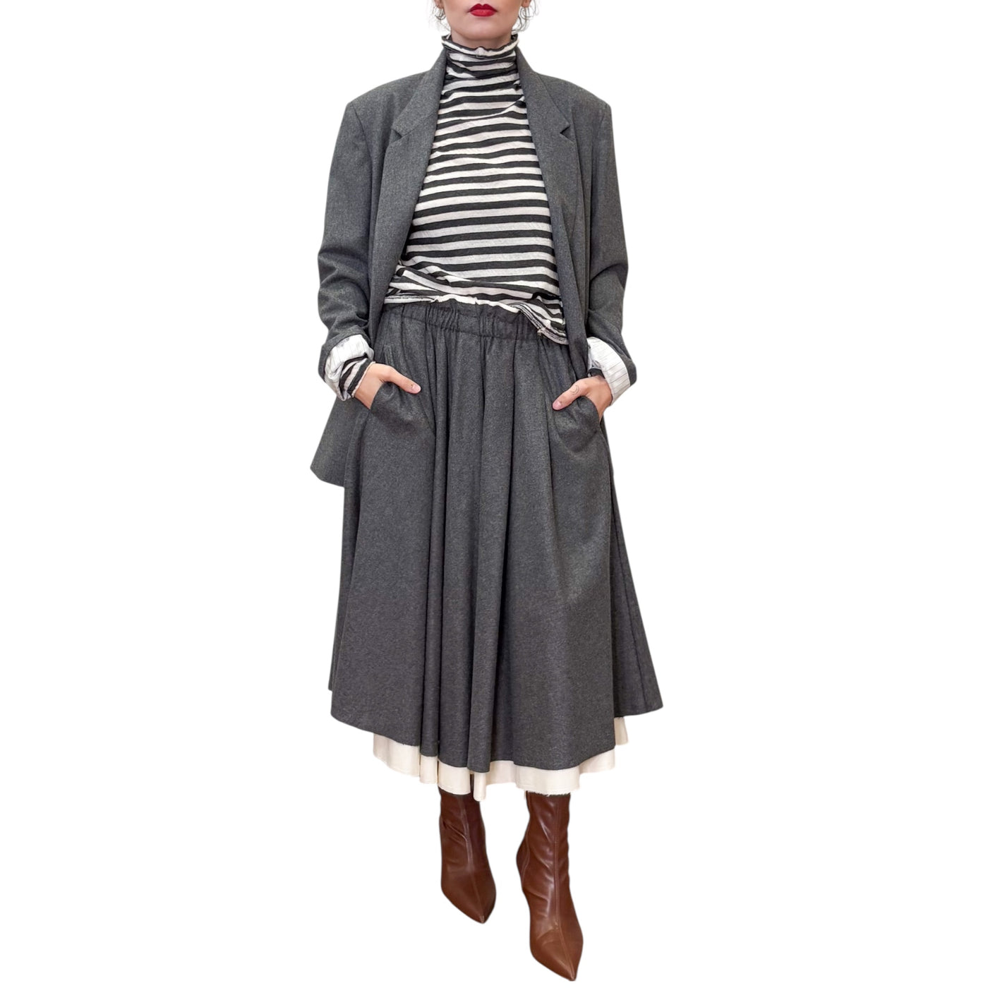 Phisique du Role - Gonna a Ruota con Pieghe Grey