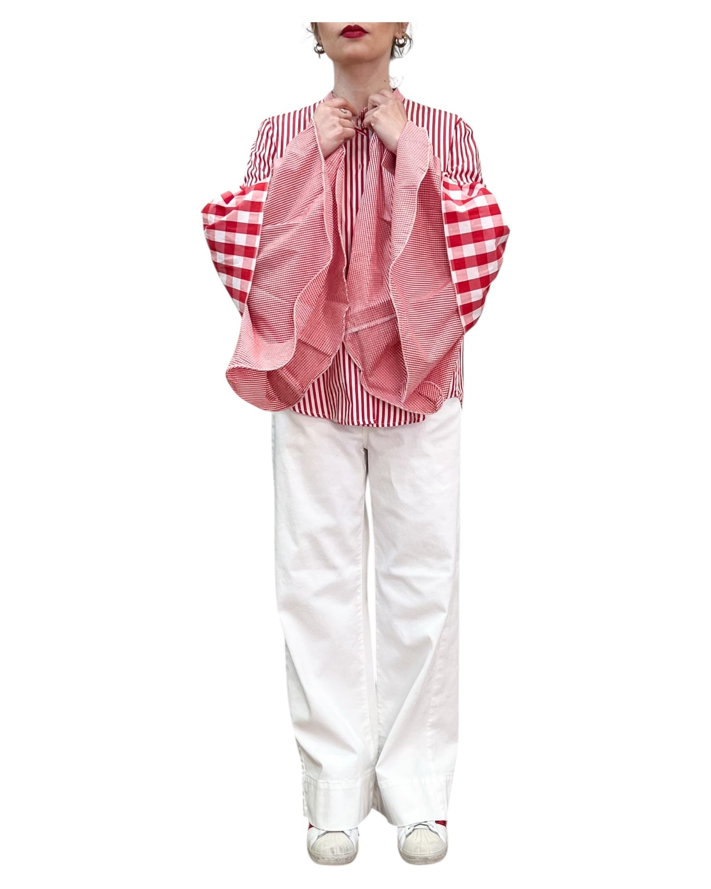 Front Street -Camicia Crazy Margherita Rossa e Bianca