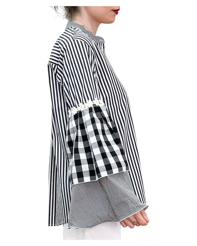 Front Street - Camicia Crazy Margherita Nera e Bianca