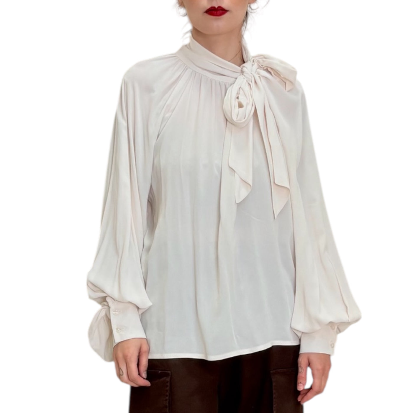 SVBoutique - Camicia con Fiocco Latte
