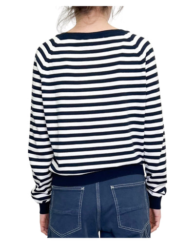 Jucca - Maglia Girocollo a Righe Bianca e Blue