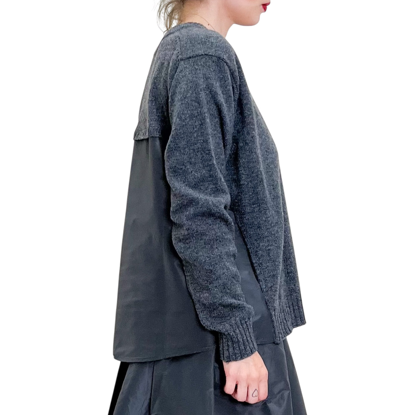 Floor - Maglia con Inserto in Taffetas Grigio Acciaio