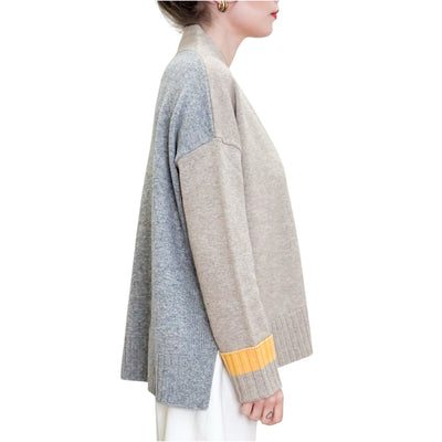 Quilisia - Cardigan Con Spacchi beige e Grigio