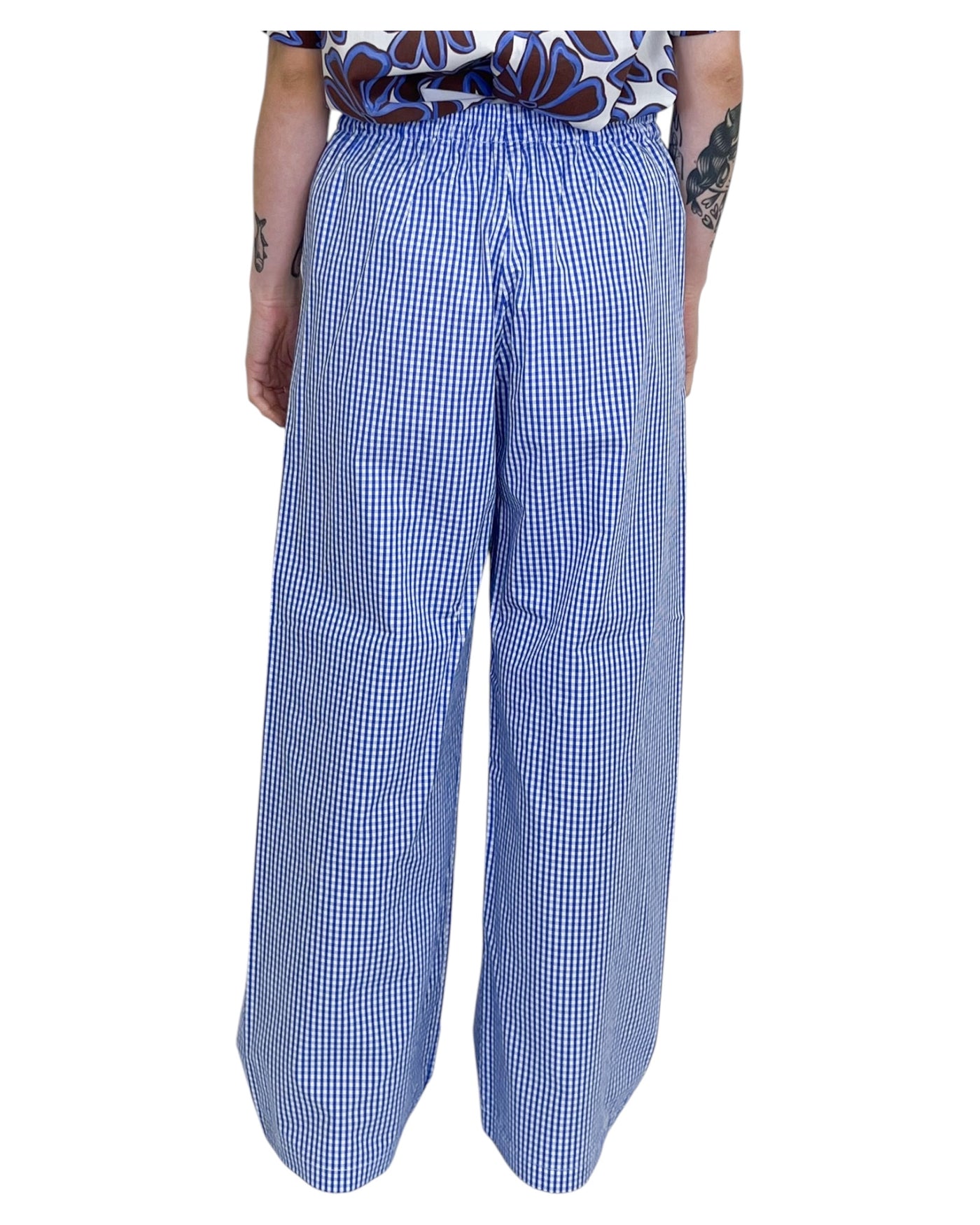 Niu - Pantaloni Check Bianchi Azzurri