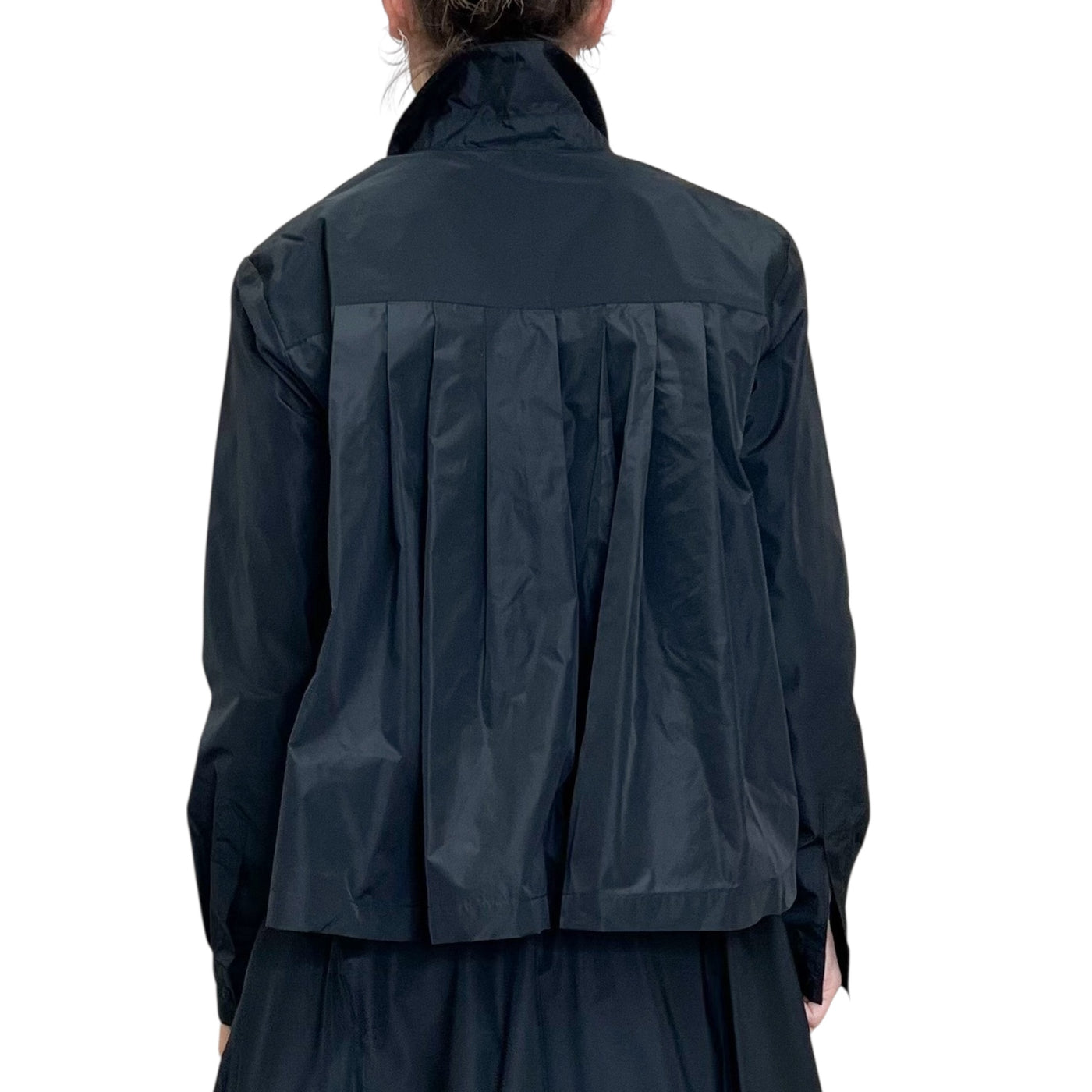 Niu - Camicia in Taffetas con Pieghe Nera